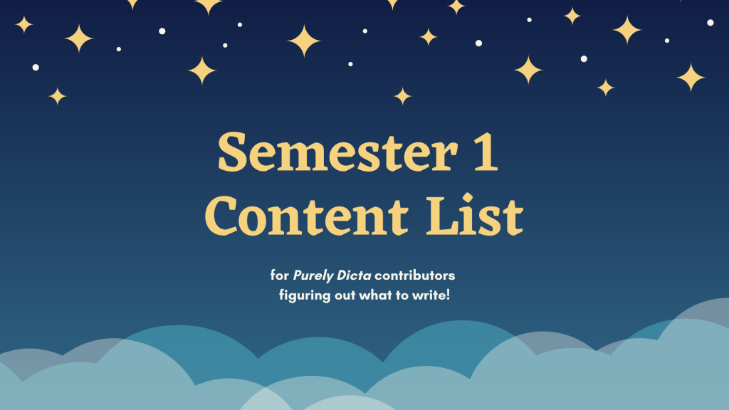 Semester One 2021 Content&nbsp;List